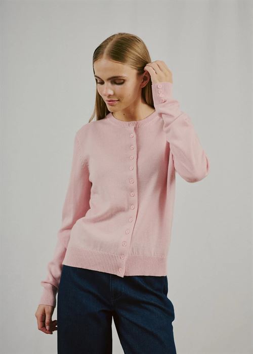 BRUUN & STENGADE CARDIGAN, BS EDEL REGULAR FIT KNITWEAR, CHALK PINK